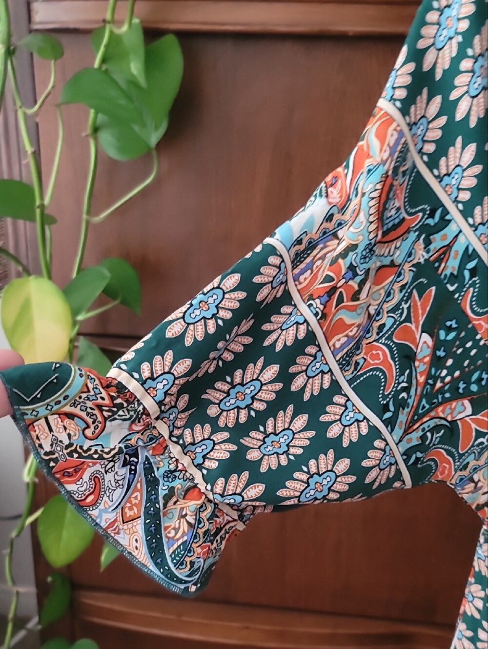 Boho Floral Paisley Tunic Dress in Teal & Coral - Picture 4 of 16